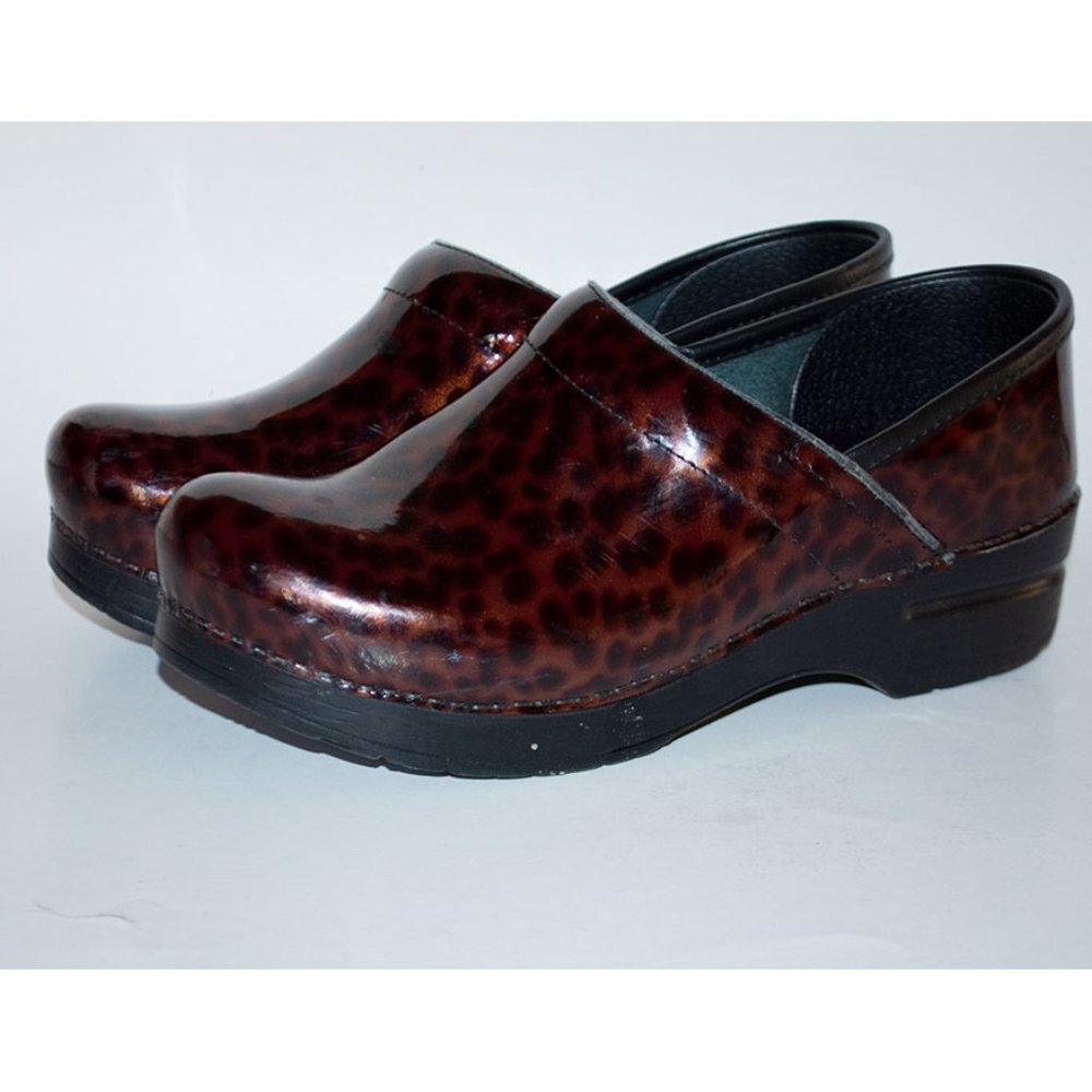 Dansko Leopard Print Professional Clogs Mules Slip On Shoes